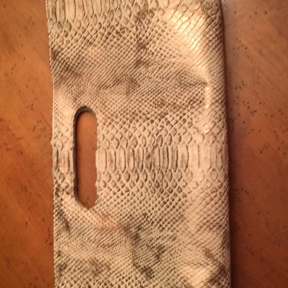 JJ Winters gold crocodile embossed clutch